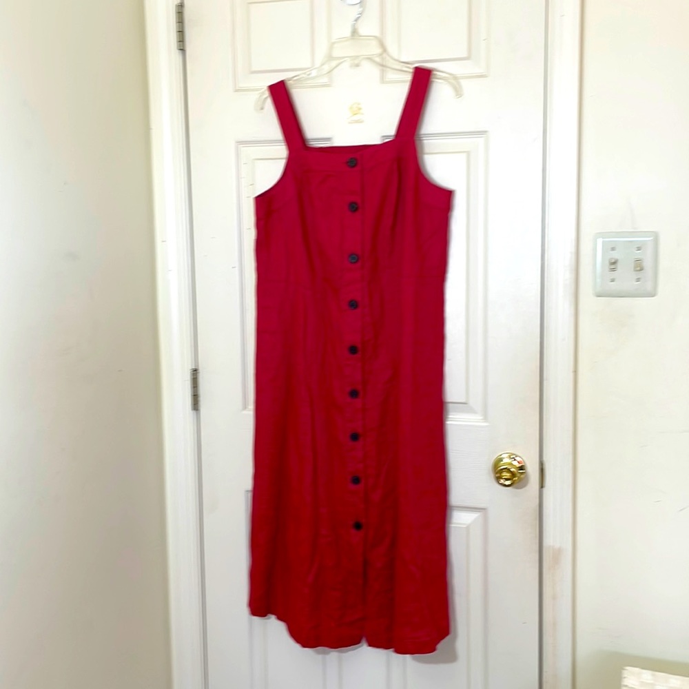 NWT 100% Linen Red Maxi Long Tank Dress Size Medium